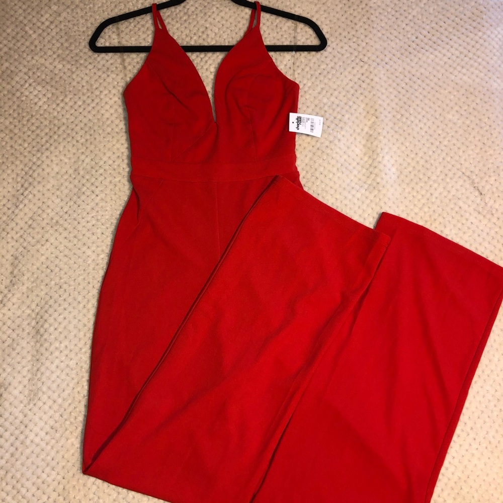 Charlotte Russe Deep V,Wide Leg Jumper